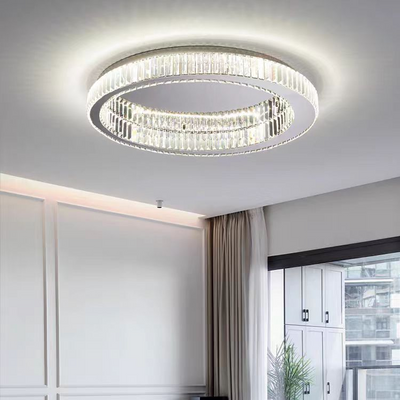 Lustre LED avec télécommande et cristal VERTUS 31W, 49cm, Cercle, Lumière Froide/Chaude/Neutre, Dimmable, Chrome
