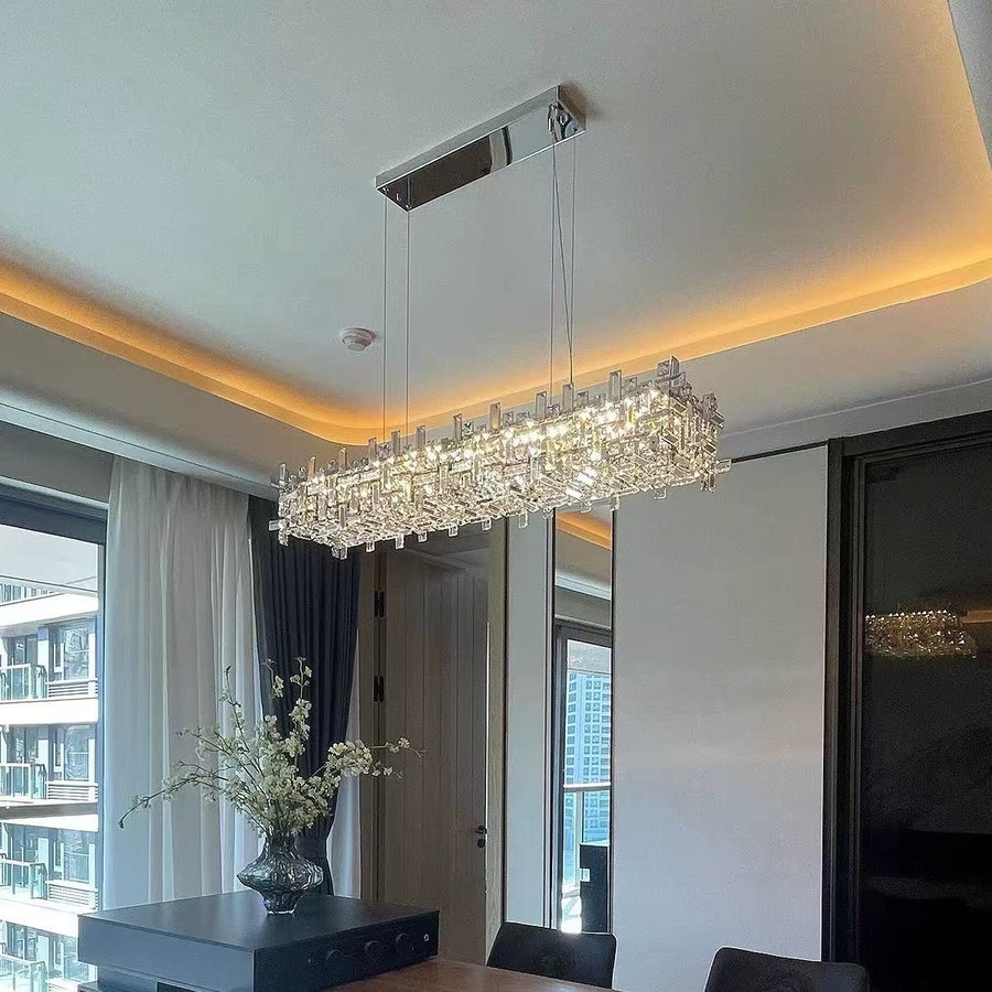 Lustre en cristal RZ-2/780x280GD, 10xE14, 78X28cm, hauteur réglable, or brillant, hauteur réglable, design élégant