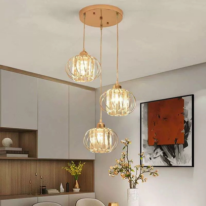 Lustre Monica LC910/3RGD, 3 X E27, Or, Métal et Verre