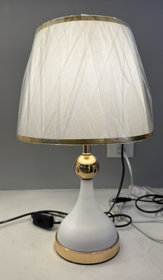 Lampe VZ214WH, 1x E27, métal et textile, blanc et or Lampes & Lampes Default Title Alessandro Design