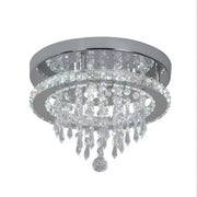 Lustre LED rond Alberico, 17 W, lumière froide/chaude/neutre, cristal, chrome brillant