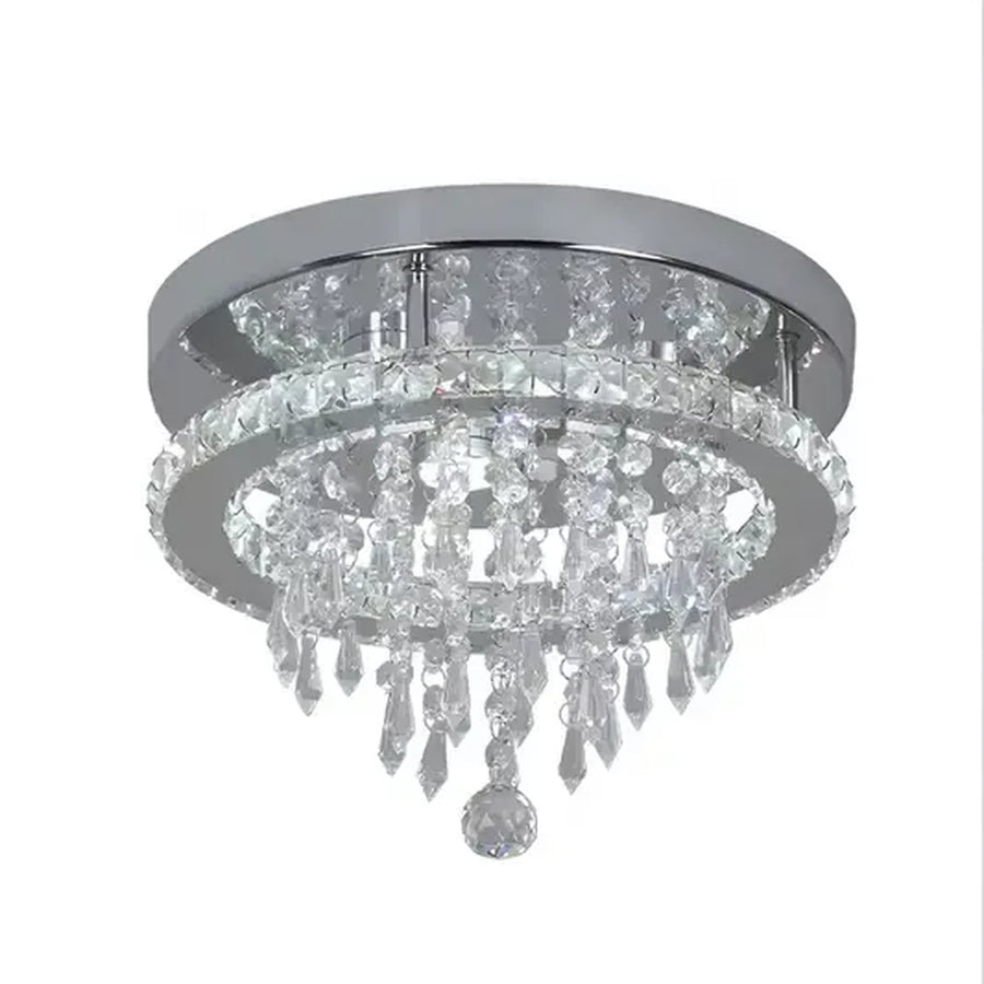 Lustre LED rond Alberico, 17 W, lumière froide/chaude/neutre, cristal, chrome brillant