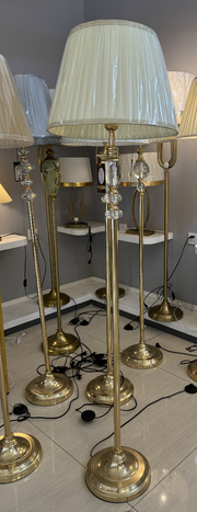 Lampadaire LP215WH, 1x E27, 160cm, Blanc et Or