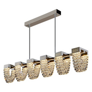 Lustre LED Suspendu, CC370/1200CH, Cristal et Métal, 30W, Télécommande, Lumière Froide/Chaude/Neutre 3000K/4000K/6000K, Éclairage Luxueux