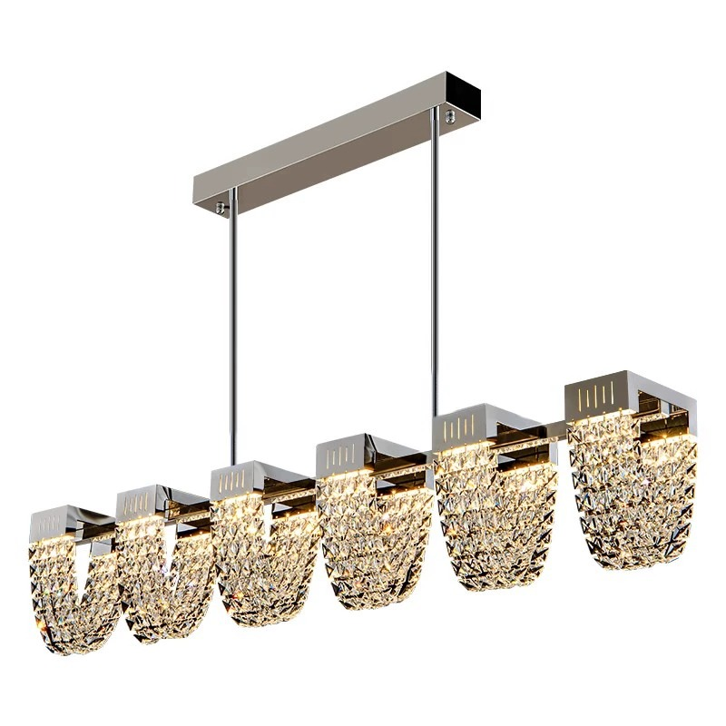 Lustre LED Suspendu, CC370/1200CH, Cristal et Métal, 30W, Télécommande, Lumière Froide/Chaude/Neutre 3000K/4000K/6000K, Éclairage Luxueux