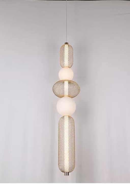 Lustre LED suspendu LM551/5GD, 27W, lumière 3000/4000/6000K, doré, hauteur réglable