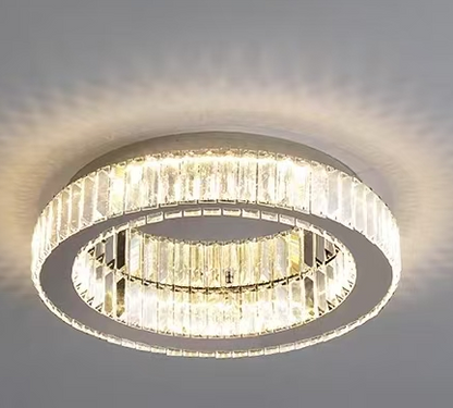 Lustre LED avec télécommande et cristal VERTUS 18W, 30cm, Cercle, Lumière Froide/Chaude/Neutre, Dimmable, Chrome
