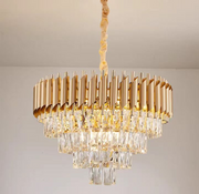 Lustre en cristal VERSAILLES Magno 8x E14, diamètre 60cm, doré, hauteur réglable