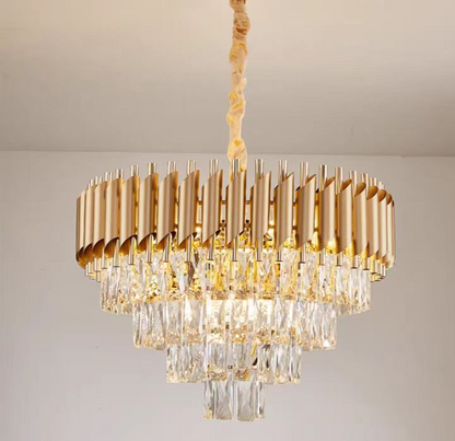 Lustre en cristal VERSAILLES Magno 8x E14, diamètre 60cm, doré, hauteur réglable