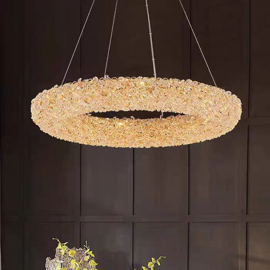 Lustre en cristal PRAGA Magno, 33 W, lumière chaude/froide/neutre, diamètre 55 cm, doré, hauteur réglable