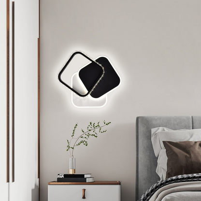 Lustre LED en cristal PRISMIQ 39W, 3 carrés, Lumière froide/chaude/neutre, Noir