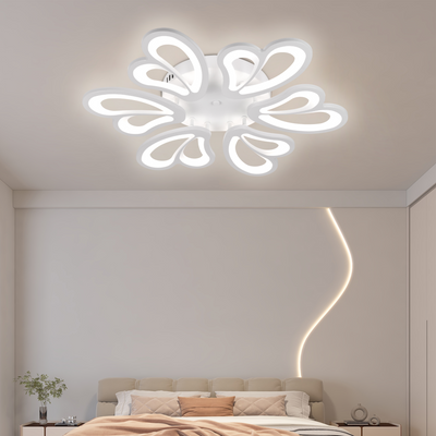 Lustre LED avec télécommande BLOSSOM 78W, 6 pétales, Diamètre 60cm, Lumière Froide/Chaude/Neutre, Dimmable, Blanc