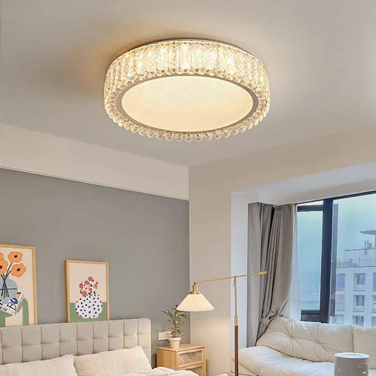 Lustre LED avec télécommande et cristal LLC152/500CH 42W, 49cm, Cercle, Lumière Froide/Chaude/Neutre, Dimmable, Or