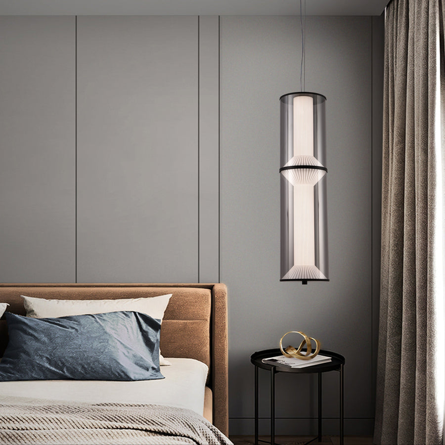 Lustre LED suspendu avec télécommande 48W, LM511/2BK, hauteur réglable, lumière chaude/froide/neutre, blanc, métal