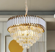 Lustre en cristal VERSAILLES Magno 8x E14, diamètre 60cm, or brillant et blanc, hauteur réglable