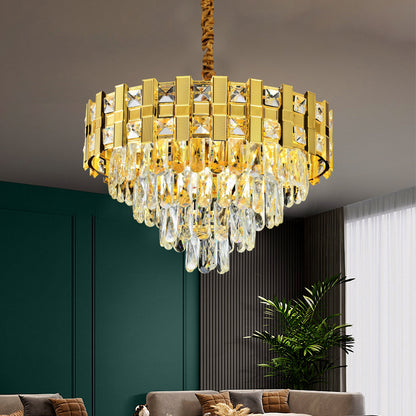 Lustre en cristal BRAN Eleganza 8xE14, diamètre 50 cm, or brillant, hauteur réglable