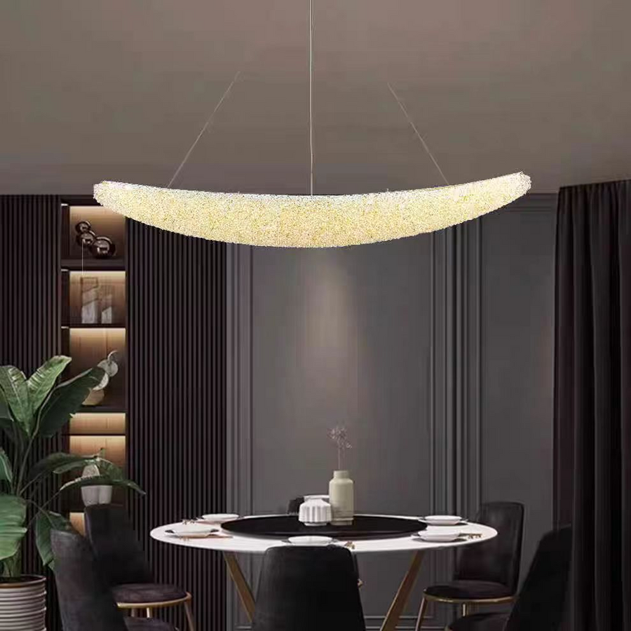 Lustre moderne en cristal, PRAGUE, 31W, Longueur 80 cm, Or, Hauteur réglable