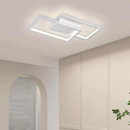 Lustre LED avec télécommande LANDYN 37W, 2 Carrés, Lumière Froide/Chaude/Neutre, Dimmable, Blanc