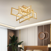 Lustre LED avec télécommande 96W, 4 Éléments, Lumière Froide/Chaude/Neutre, Dimmable, Doré