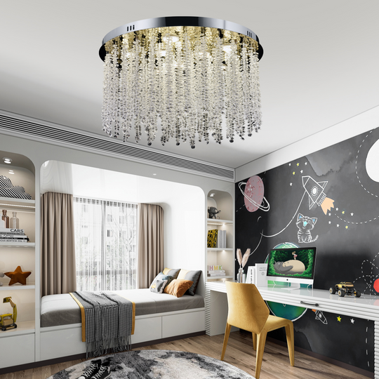 Lustre LED en cristal LLC215/400WH rond, 22 W, lumière froide/chaude/neutre, cristal, lustres en cristal dorés Titre par défaut Alessandro Design