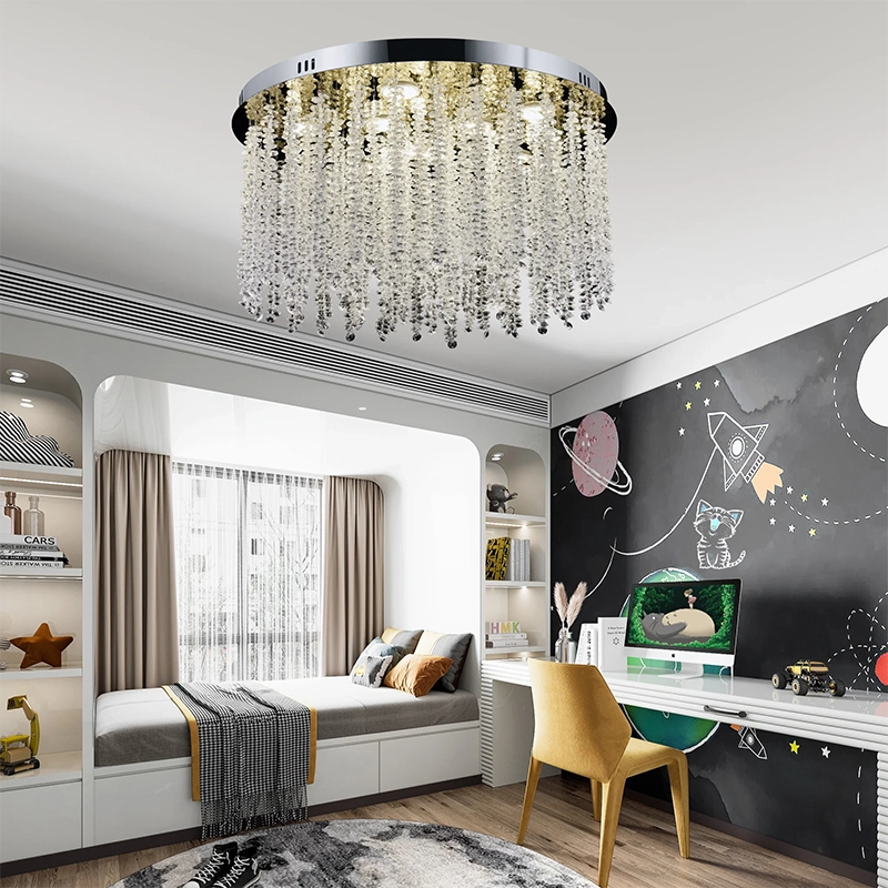 Lustre LED en cristal LLC215/400WH rond, 22 W, lumière froide/chaude/neutre, cristal, doré