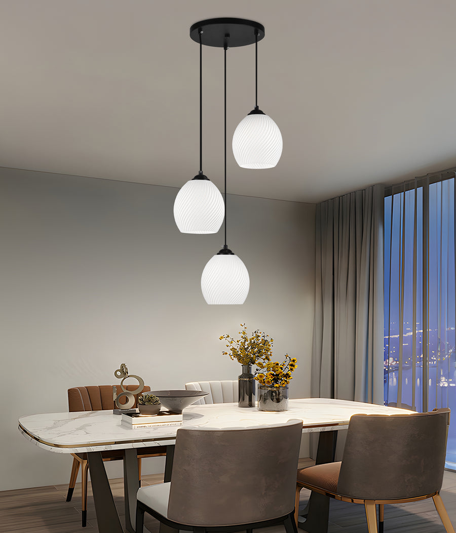 Lustre LM530/3BK, 3 X E27, Noir, Métal et Verre