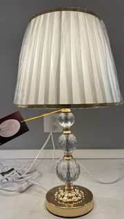 Veioza VZ213WH, 1x E27, Métal et Textile, Blanc et Or