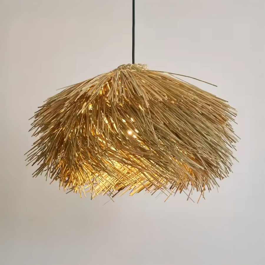 Lustre Vintage en Paille LV811, 1xE27, Rustique, 100cm