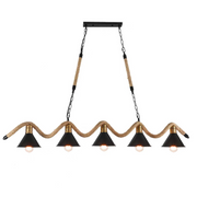 Rope Chandelier, 5*E27, Brown, Metal and String LV570/5BK