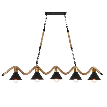 Rope Chandelier, 5*E27, Brown, Metal and String LV570/5BK