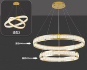 Lustre en cristal, LINDERHOF Magno, 61 W, diamètre 60 cm, lumière froide/chaude/neutre, doré, hauteur réglable