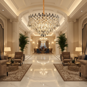 Candelabru Cristal MONARCH Magno 12xE14, Diametru 60cm, Inaltime 40cm, Auriu Lucios, Inaltime Reglabila, Design Elegant