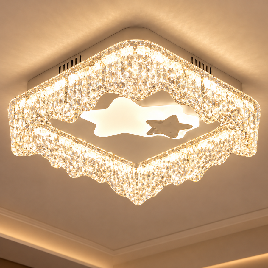 Lustre LED ICE Petito, 22W, taille 18x18cm, lumière chaude/neutre/froide, blanc, métal et acrylique
