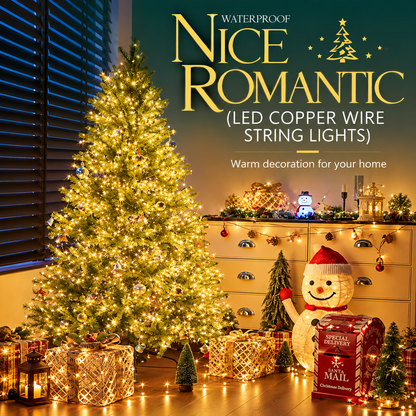 Installation de Noël linéaire avec fil argenté et télécommande, lumière chaude, 5000 cm, 500 LED, IP44