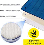 Lot de 3 tapis de bain, 50x40 cm, bleu, antidérapant