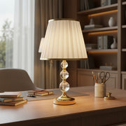 Veioza VZ213WH, 1x E27, Métal et Textile, Blanc et Or