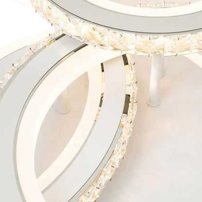 Lustre LED avec télécommande et cristal NOVA ROTONDA RGB 75W, 3 Cercles, Lumière Froide/Chaude/Neutre, Dimmable, Blanc