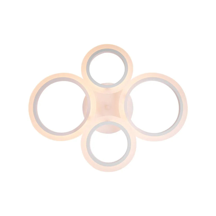 Lustre LED avec télécommande BETTY 43W, 4 Cercles, Lumière Froide/Chaude/Neutre, Dimmable, Blanc