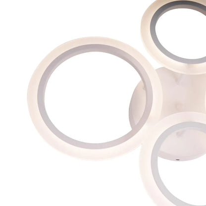 Lustre LED avec télécommande BETTY 43W, 4 Cercles, Lumière Froide/Chaude/Neutre, Dimmable, Blanc