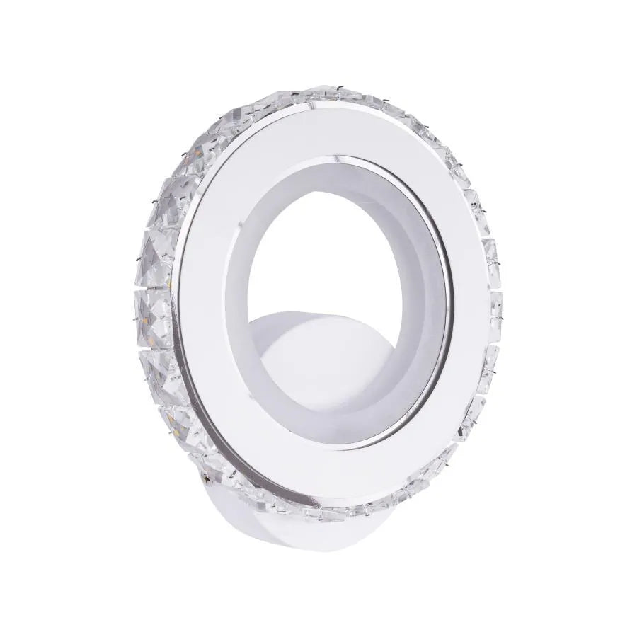 Applique LED Borandis 16W, Blanc avec Chrome, Acrylique et Cristal, Lumière Froide/Chaude/Neutre