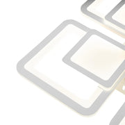 Lustre LED avec télécommande SUSAN 96W, 4 carrés, Lumière Froide/Chaude/Neutre, Dimmable, Blanc