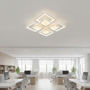 Lustre LED avec télécommande SUSAN 96W, 4 carrés, Lumière Froide/Chaude/Neutre, Dimmable, Blanc