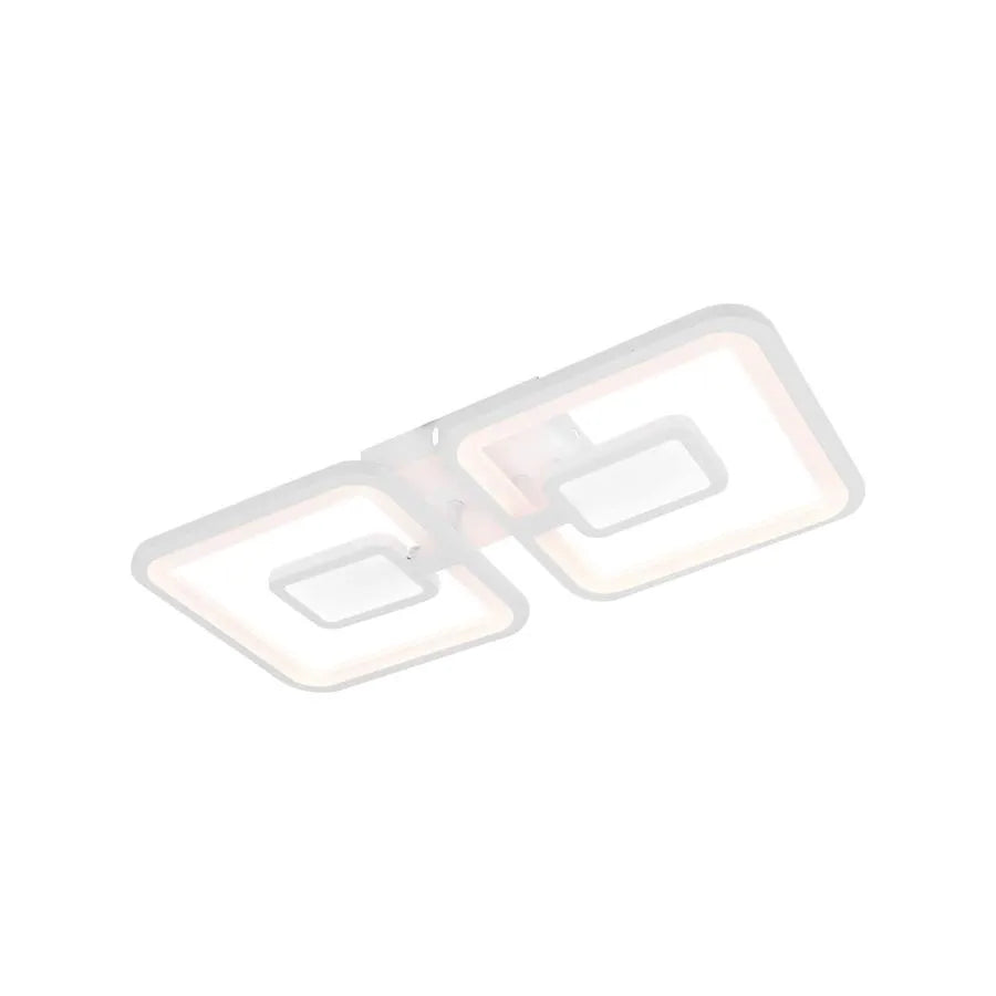 Lustre LED avec télécommande FELIX 28W, 2 Carrés, Lumière Froide/Chaude/Neutre, Dimmable, Blanc