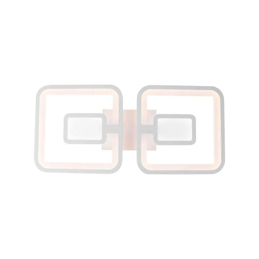 Lustre LED avec télécommande FELIX 28W, 2 Carrés, Lumière Froide/Chaude/Neutre, Dimmable, Blanc