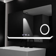 Miroir LED rectangulaire, 80x60 cm, Definition MotionGlow Marcello, système anti-buée, horloge et thermomètre, loupe cosmétique, intensité variable
