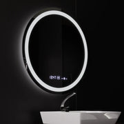 Miroir rond LED, 80 cm, Celeste MotionGlow Marcello, système anti-buée, horloge et thermomètre, intensité variable