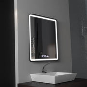 Miroir LED rectangulaire, 75x90 cm, Favola MotionGlow Marcello, système anti-buée, horloge et thermomètre, intensité variable
