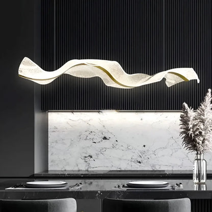 Lustre LED suspendu AMI 80W, Linéaire, Lumière Froide/Chaude/Neutre, Doré, Hauteur réglable