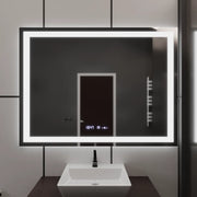 Miroir LED rectangulaire, 100x75cm, Verite MotionGlow Marcello, système anti-buée, horloge et thermomètre, intensité variable