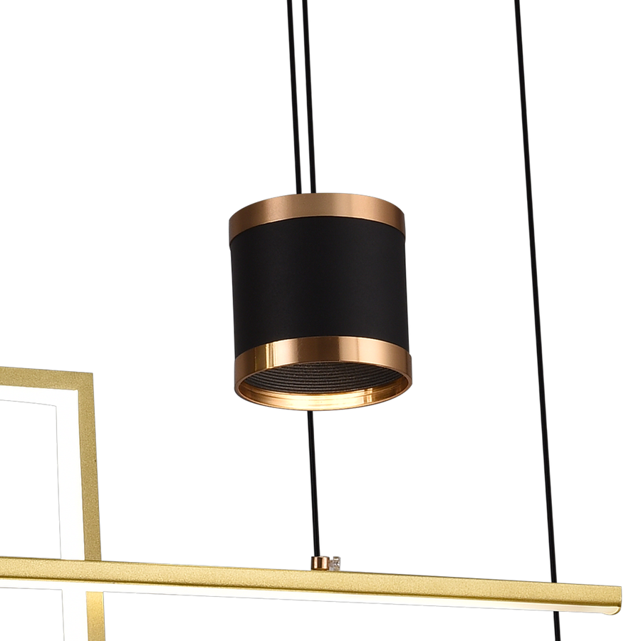 Lustre LED suspendu avec télécommande DENISSE 81W, Lumière Froide/Chaude/Neutre, Dimmable, Or, Hauteur réglable, 2233/4GD